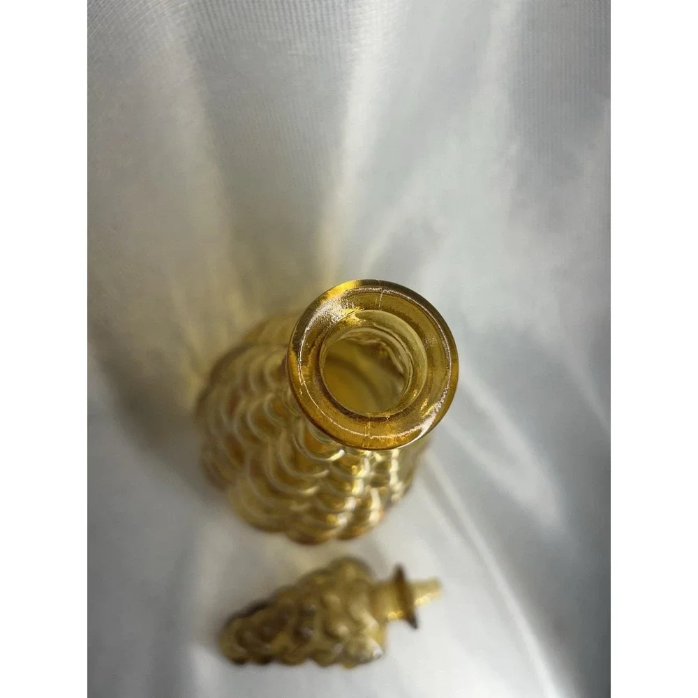 Vintage Italian Amber Glass Genie Bottle ~Bulging Bubble ~ Missing Plastic Seal
